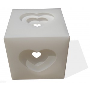 Tischleuchte weiß Herz-Box